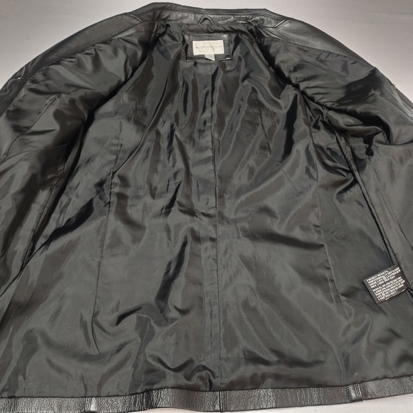 Worthington Women's Black Genuine Leather Jacket Size L - Picture 5 of 12
